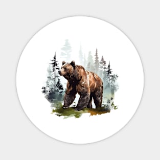 Watercolor Grizzly Bear Magnet